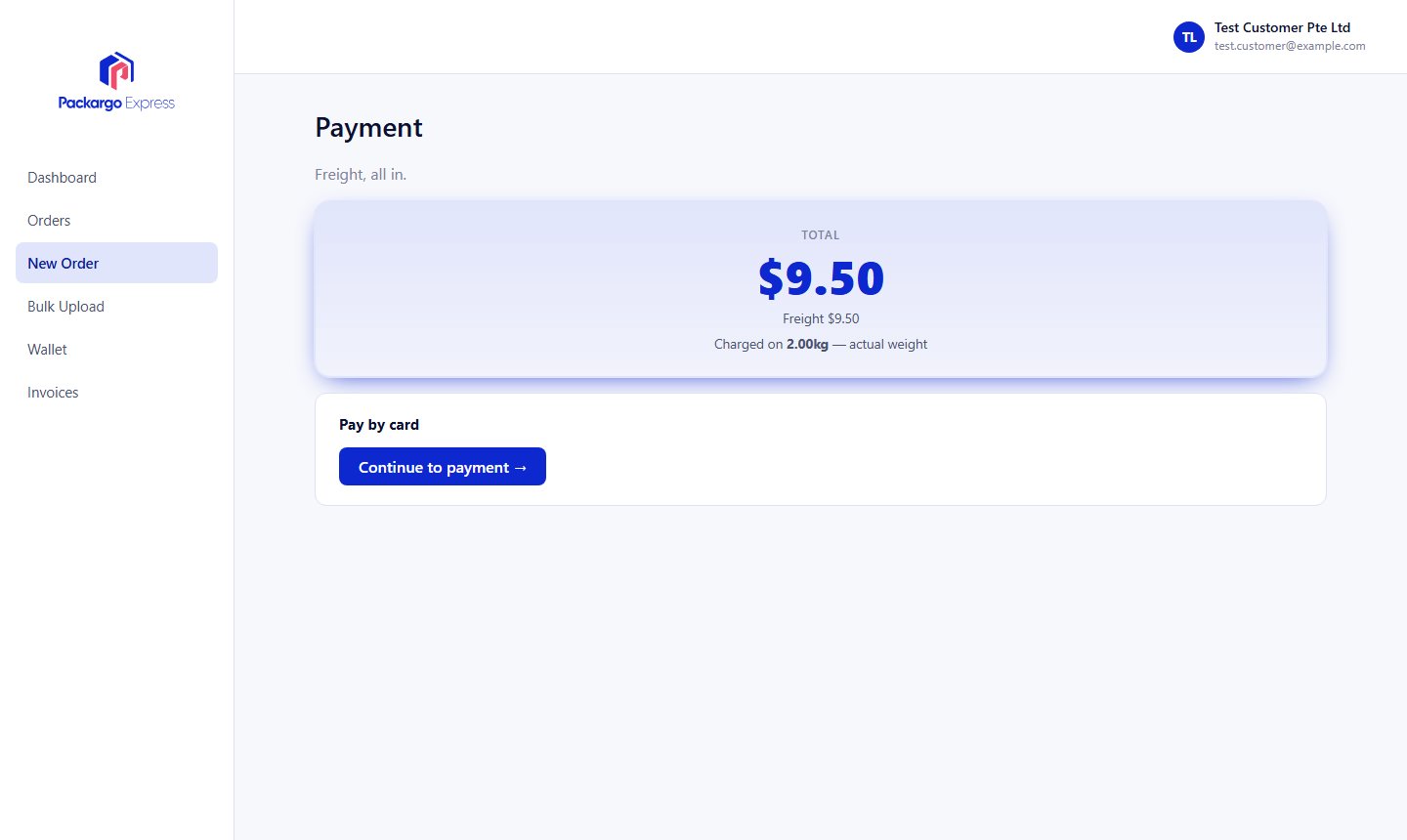 Payment step showing order total and a Pay by card option